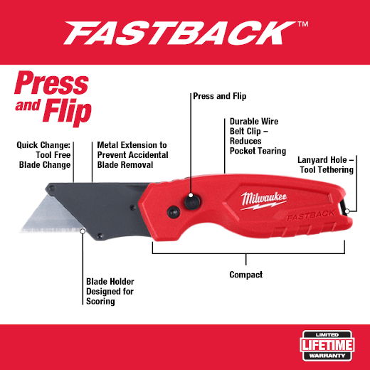 Milwaukee FASTBACK Compact Folding Knife from GME Supply
